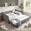 Lit de jour confortable à carreaux vichy, format double, avec lit gigogne simple, tissu en lin, adorable motif ondulé, port USB et sans sommier requis.-471457500