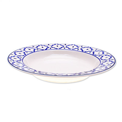 Winston Porter Handmade Blue Pineapple Ceramic Luncheon Plate