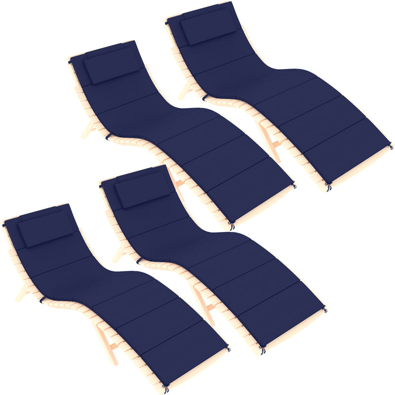 Chaise Lounge Cushion Outdoor(Set Of 4), Navy, 48" W x 26" D
