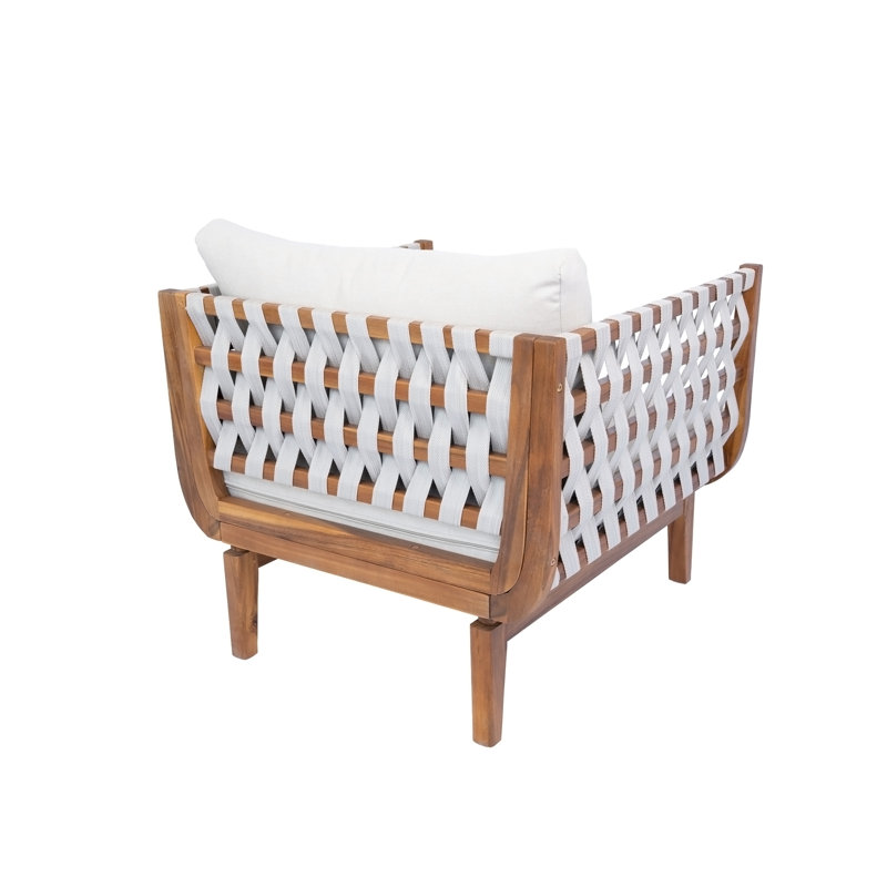 Fauteuil club d'extérieur en bois d'acacia 31,3 pouces, 1
