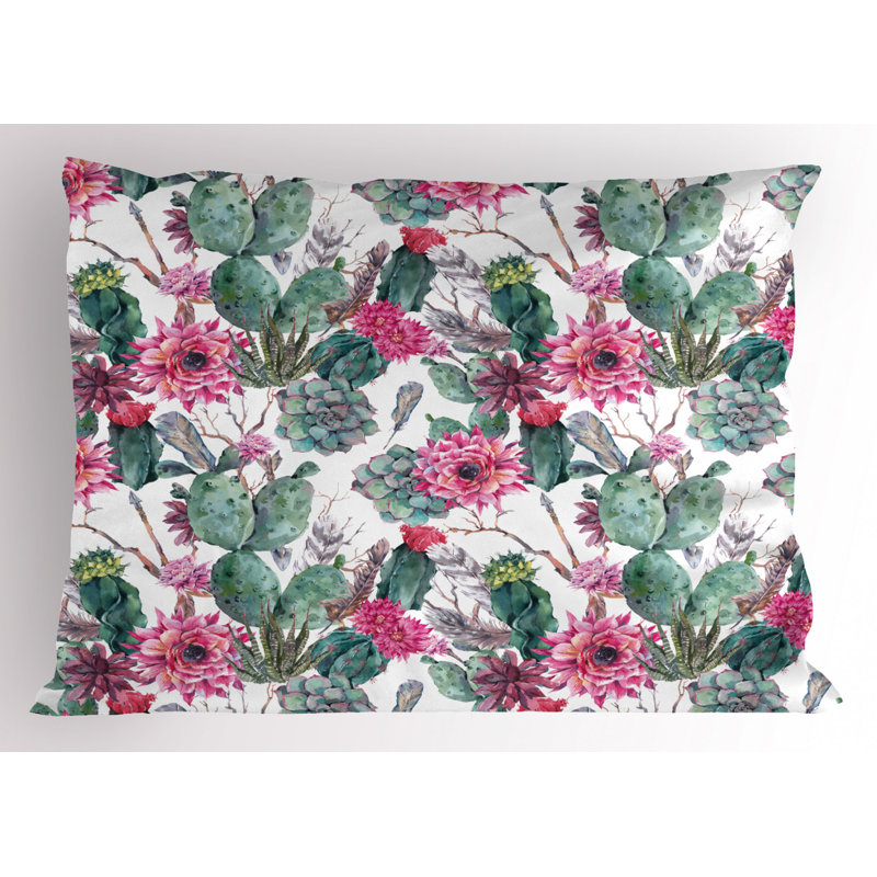 Taie décorative en microfibre de polyester vert / rose, Lit simple