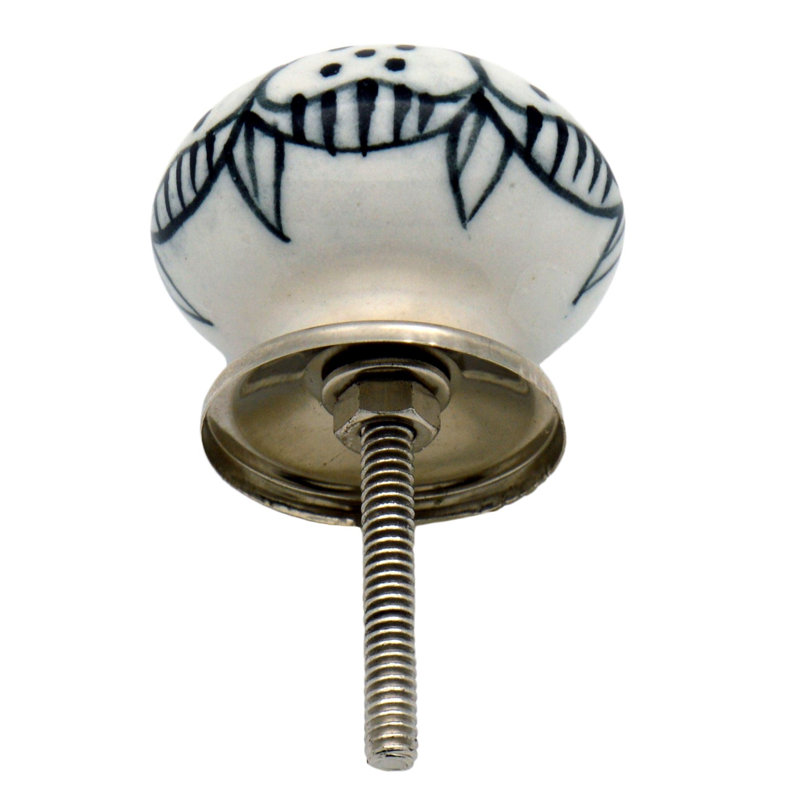 Nicola Spring - Round Ceramic Cabinet Knobs - Black Bud