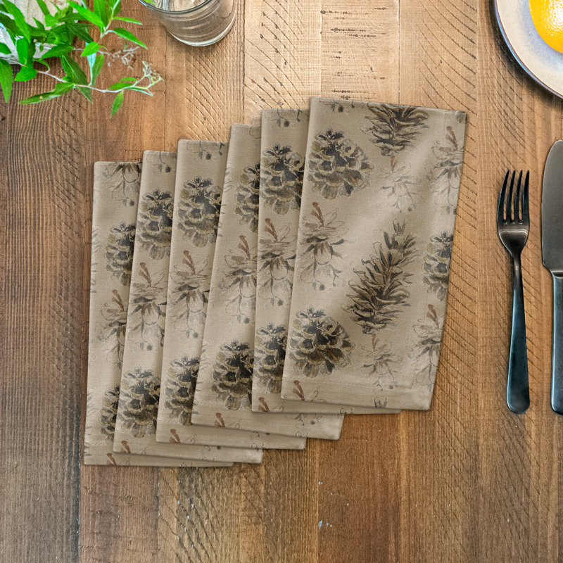 Arkhurst Cotton Twill Floral Square Napkin, Brown