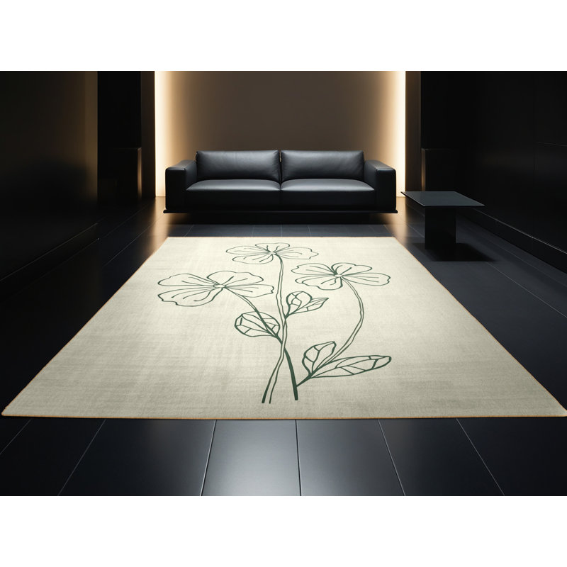 Machine Washable Moravian St Patties Modern & Contemporary Abstract Rug in Beige – LightBrown Binding, 8x10