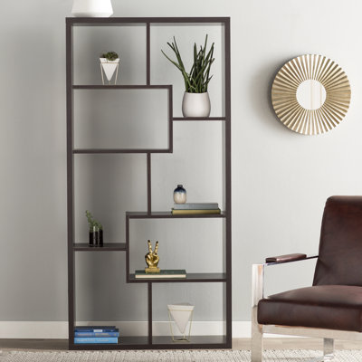 Winou 71''H 8-shelf Geometric Display Bookcase