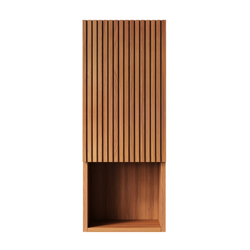 35" Tall Bathroom Narrow Storage Cabinet, Wall Mounted, Brown Oak Color, With Shelves And Door, For Small Spaces In Bathroom, Living Rooms Laundry, Stable, Flat Pack With Guide Mounted Cabinet For