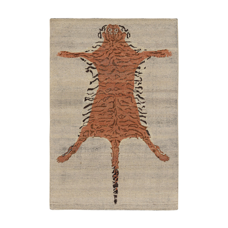 Burano Hand Knotted Wool Animal Print Area Rug, Rectangle 8' x 10'
