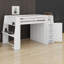 Lit mezzanine multifonctionnel, bureau d'écriture intégré, lumières DEL, tablettes de rangement, garde-robe à double porte-132916936