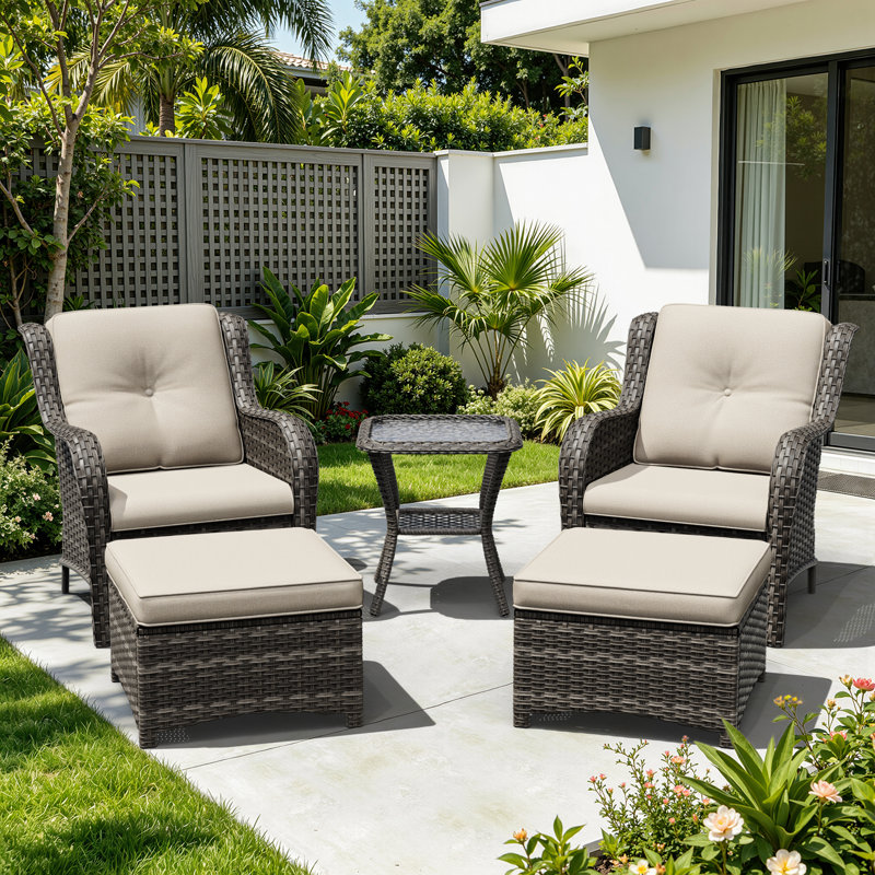 Anahit 5-Piece Outdoor Conversation Seating Group with Cushions, Beige