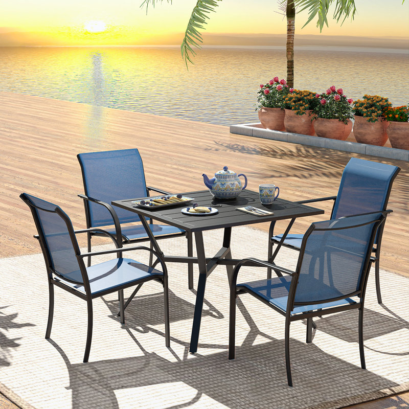 Ensemble repas d'extérieur carré pour 4 personnes 36,8 po L Jenesis, Bleu