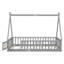Lit simple en forme de tente avec garde-corps, lattes, porte, gris