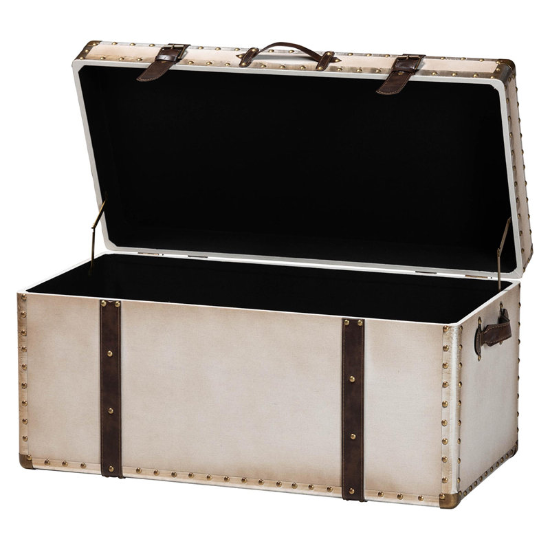 Baxton Studio Nevio Vintage Weathered White Canvas Storage Trunk