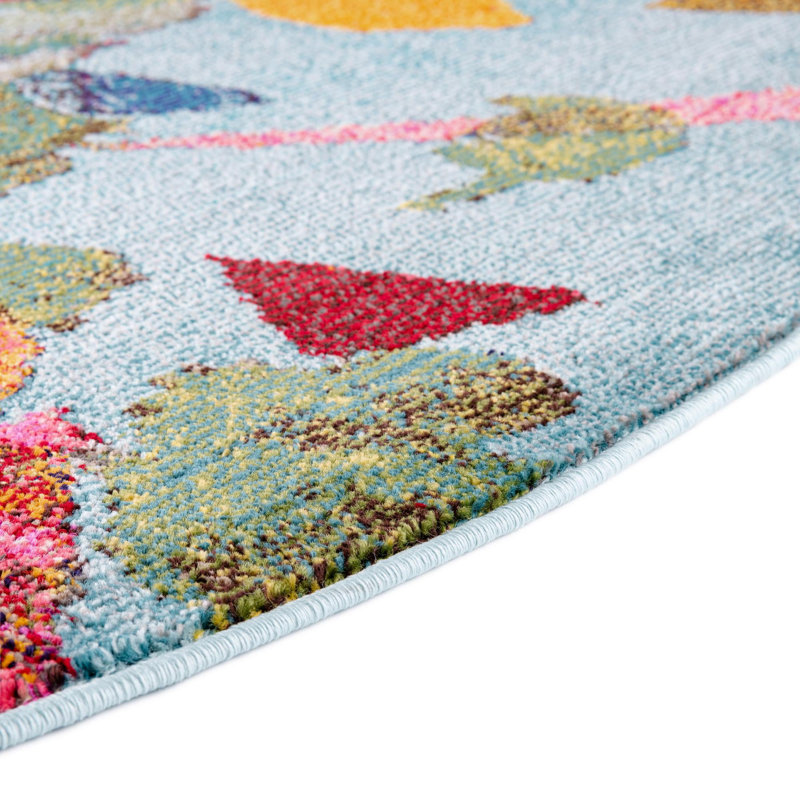 Washable Abstract Indoor Rug, Round 3'3"
