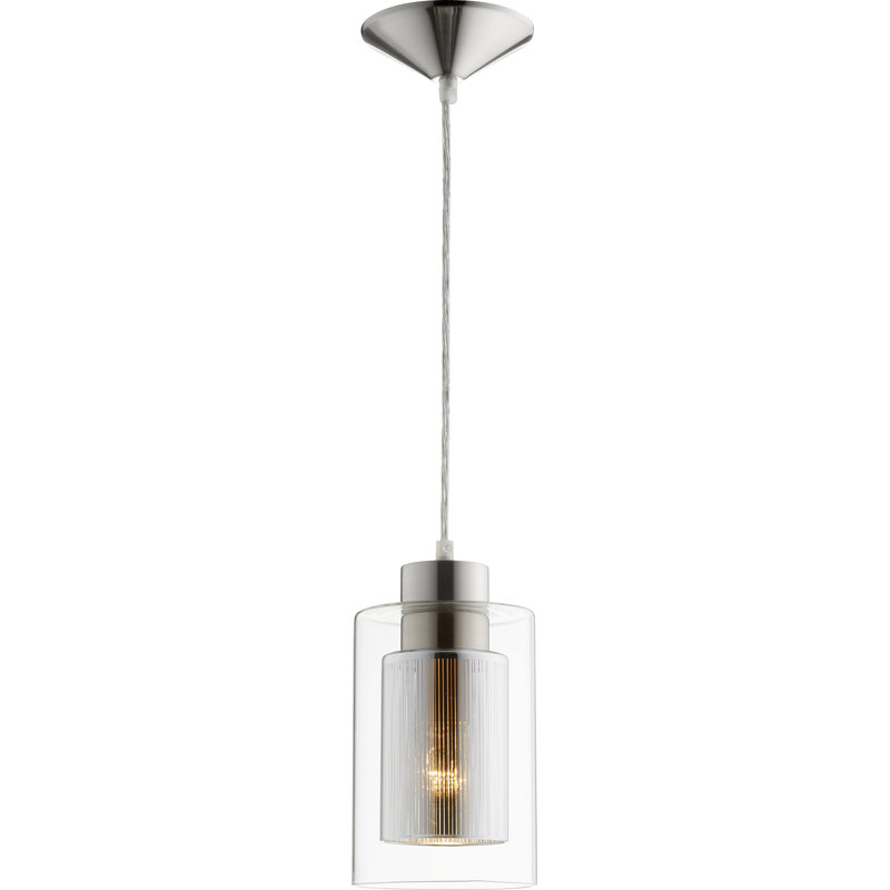 Thibodeaux 1 - Light Cylinder Pendant, Satin Nickel/Chrome