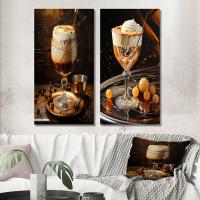 Brandy Alexander Creamy Caramel Cocktail I - ensemble de 2 impressions murales en métal cocktail