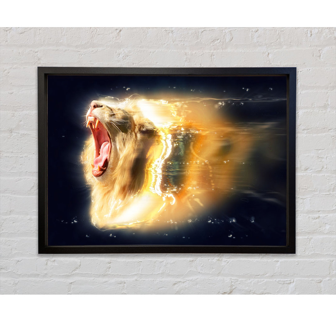 Lion Roaring Light - Einzelner Bilderrahmen Kunstdrucke auf Leinwand