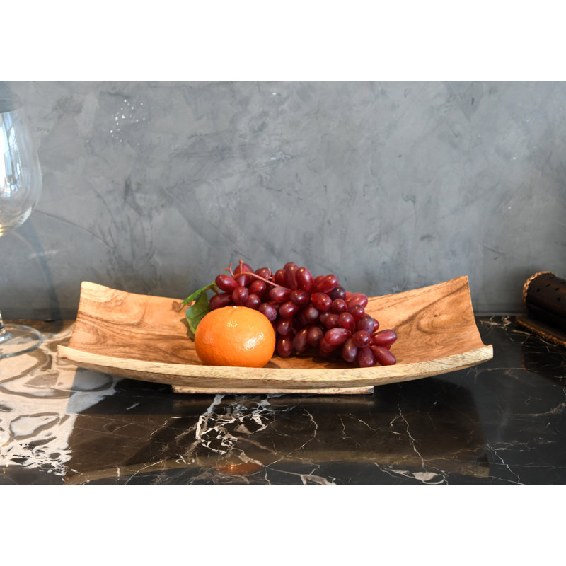 Assiette décorative en bois brun Ako