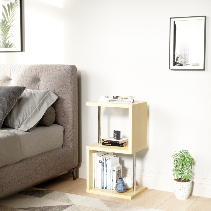 Bibliothèque géométrique en acier inoxydable H 28,94 "x l 15,75" Amaker, Chêne