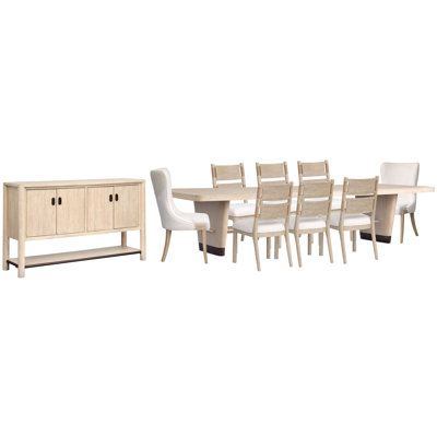 Table de salle à manger Trestle avec 6 chaises d'appoint et 2 chaises