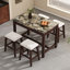 Ensemble de table de bar moderne en faux marbre avec tabourets rembourrés, combinant fonctionnalité et style pour les petits espaces-194350354