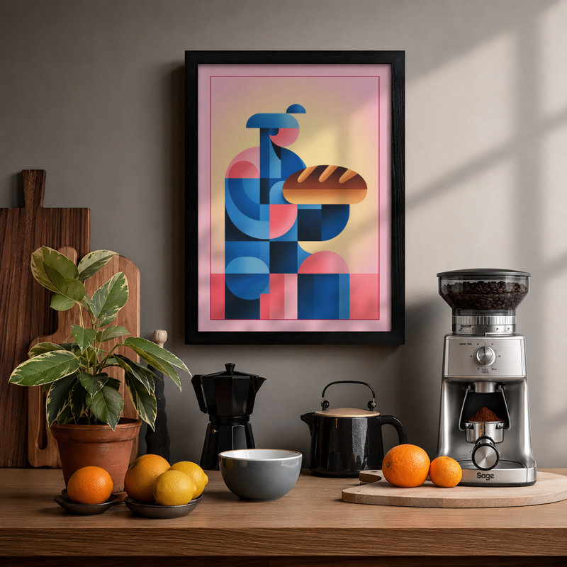 Nourishment Mid-Century - Framed Print, Black, A3 - 42.0 x 29.7 cm