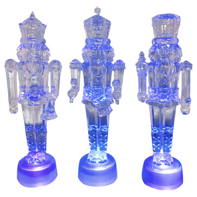 Ensemble de 3 figurines de Noël casse-noisette en cristal glacé à DEL 7,5 po