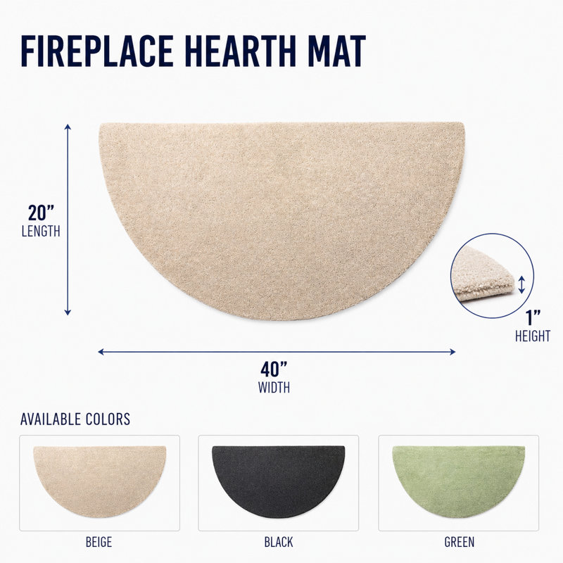 Tapis demi-rond en laine gris anthracite ou sauge, Beige