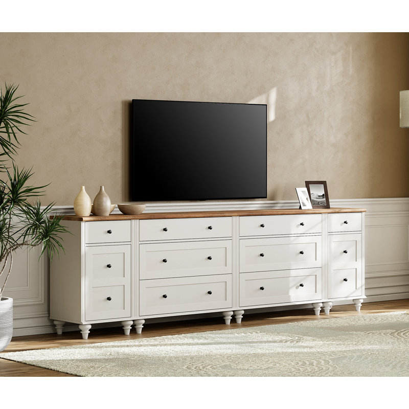 Commode 8 tiroirs Corretta, Blanc / Brun