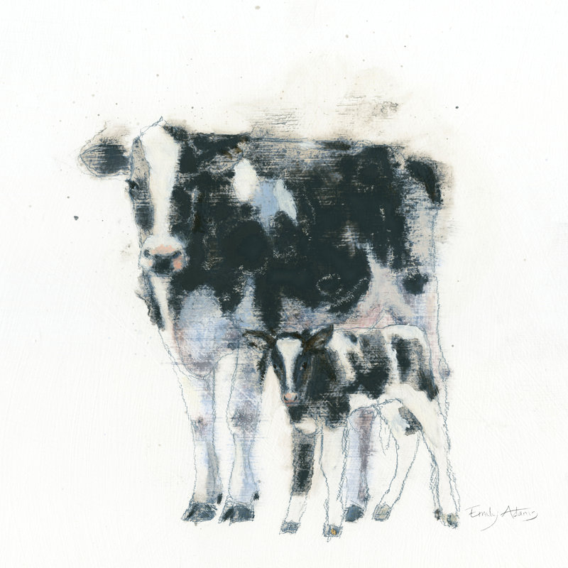 «Cow and Calf» par Emily Adams, reproduction d'art sur toile tendue, H 20 po x l 20 po