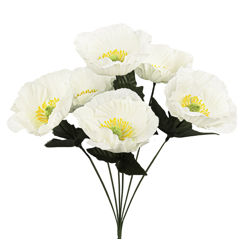 Buisson de pavot artificiel, Blanc, crème