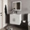 Meuble-lavabo flottant blanc à 2 portes pour salle de bain avec lavabo et miroir - hauteur 21 pouces, largeur 24, panneau de particules, lavabo d'apparence propre, fonctionnalité spacieuse