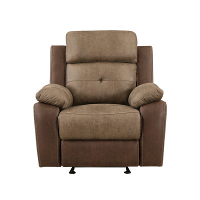 Fauteuil moelleux moelleux en microfibre brun rembourré avec cadre en bois massif pour salon et fauteuil inclinable 1 pièce