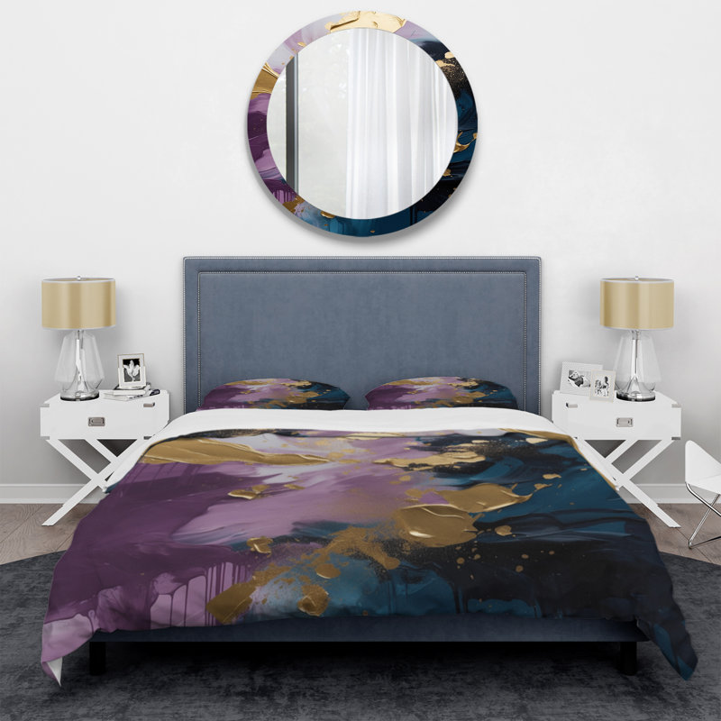 Ensemble de housse de couette en microfibre / polyester mauve et bleu Realities On Canvas IV