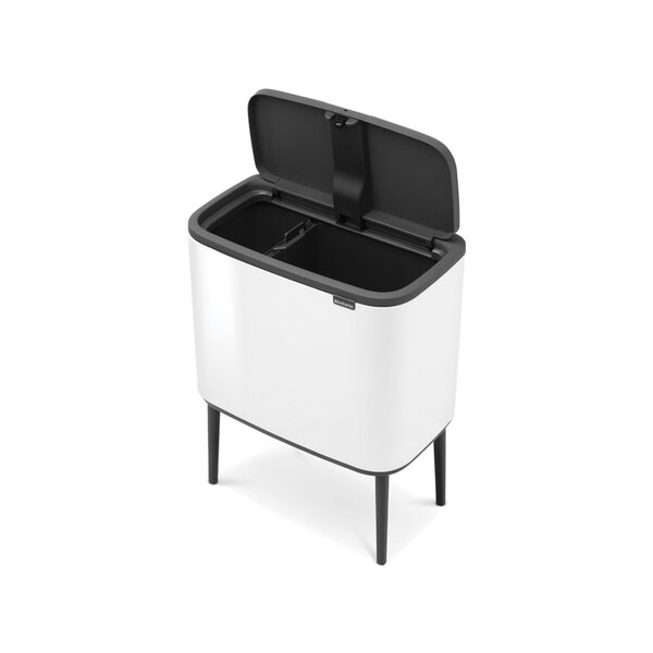 Brabantia Bo Touch Top Dual Compartment Recycling Trash Can, 3 + 6 Gallon (9 Gallon Capacity)
