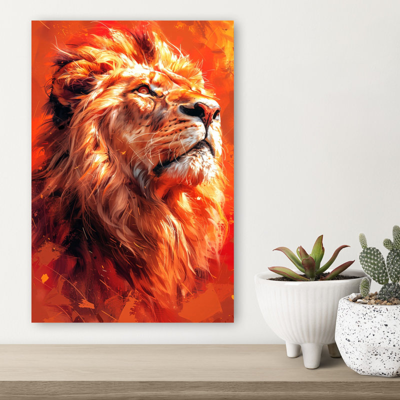 Lion, aquarelle, art animalier contemporain, H 18 po x l 12 po