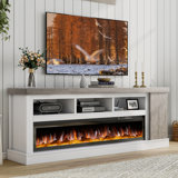 Bowrah 75" Fireplace Tv Stand with 60" Glass Electric Fireplace