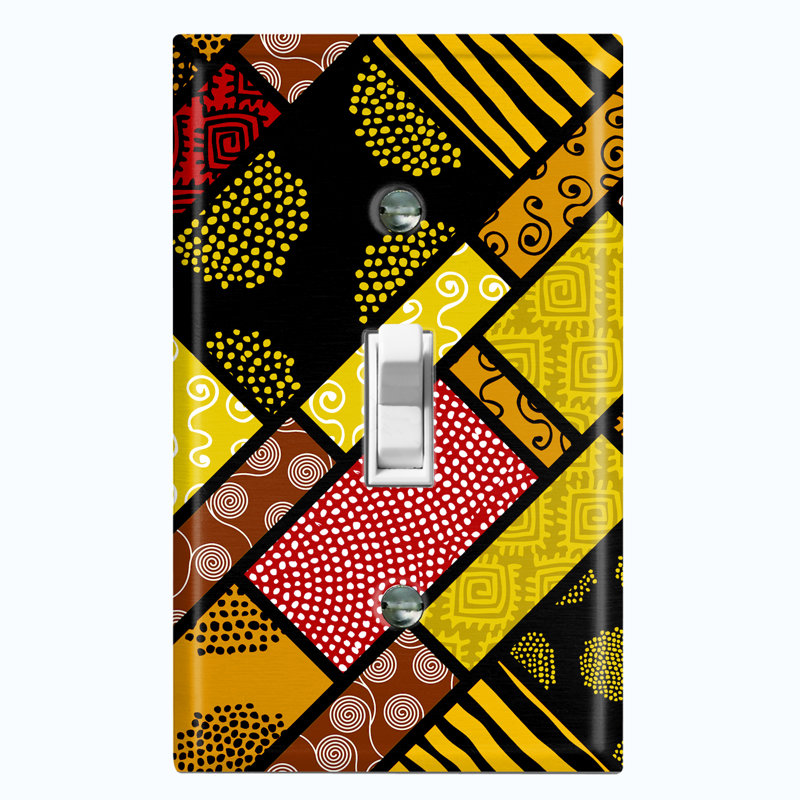 Patterned 1 - Gang Toggle Light Switch Standard Wall Plate, Yellow