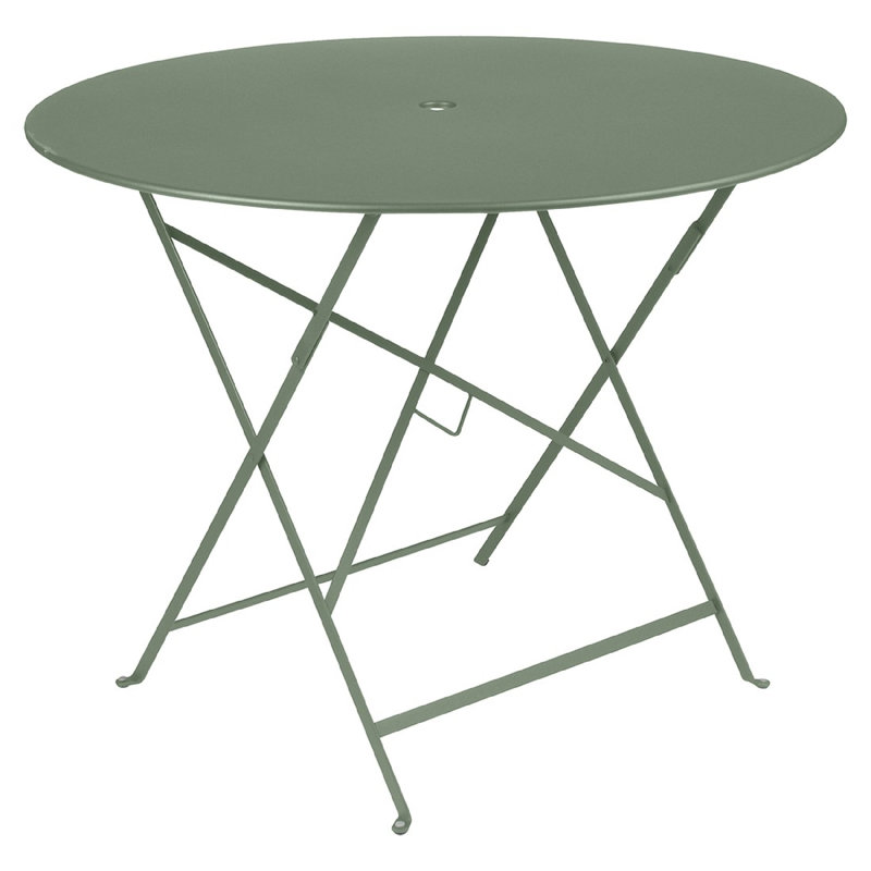 Bistro Round Metal Folding Outdoor Bistro Table With Umbrella Hole , in. W in. D, Cactus, 29" H x 38" W x 38" L