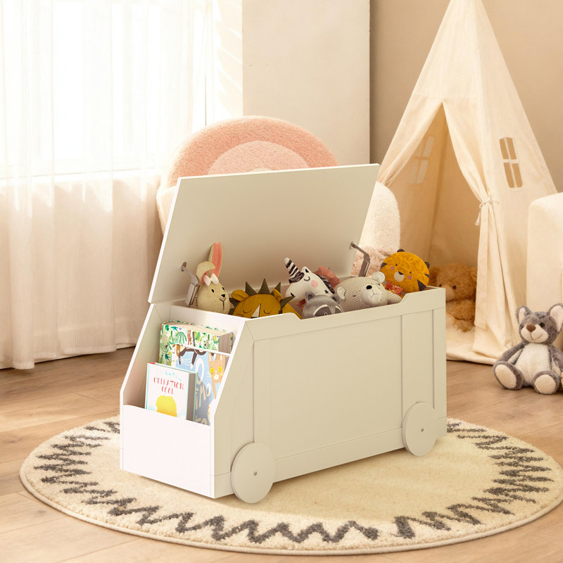 Kids Toy Storage Bench,Toy Chest, Storage Box, Kids Toy Storage Box With Flip-Tip Lid & Wheels For Boys Girls Bedroom, Kindergarten