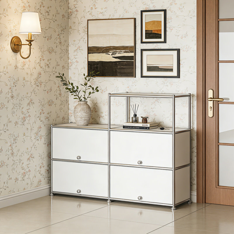 4 - Door Accent Cabinet with Adjustable Shelves, Beige