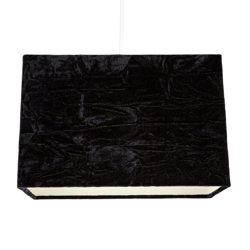 Contemporary Designer Crushed Velvet Fabric Rectangular Lamp Shade, Black
