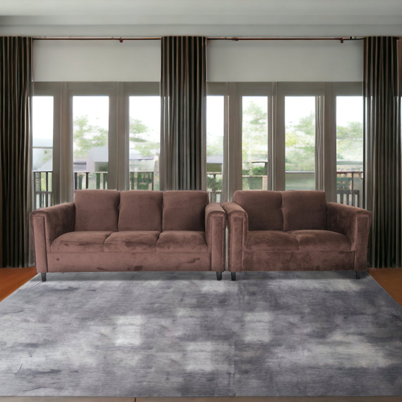 Ensemble de causeuse et canapé Modern Suede, Marron foncé