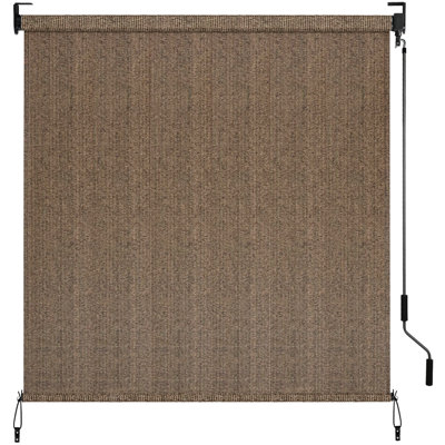Outdoor Roller Sun Shade 8' X 8', Hdpe Shade Cloth, Aluminum Tube