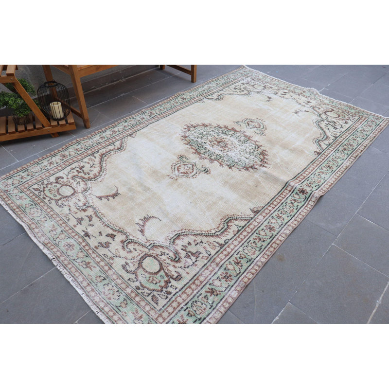 Grand tapis turc jaune en laine Oushak idéal pour la chambre à coucher et le salon biologique