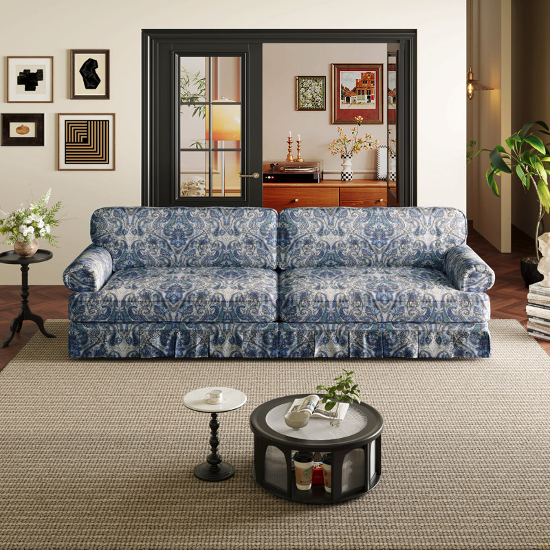 Canapé en tissu Oxford 93,7 po 4 places Cloud, H 33,5 po x l 93,7 po x P 38,2 po, 4, Tissu - floral bleu