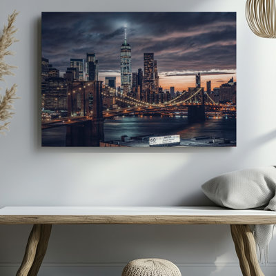 Toile urbaine de New York, pont de Brooklyn, horizon urbain, impression sur toile pour le salon, la chambre à coucher, le bureau, le couloir, le vestibule, le mur de la galerie et la décoration intérieure moderne