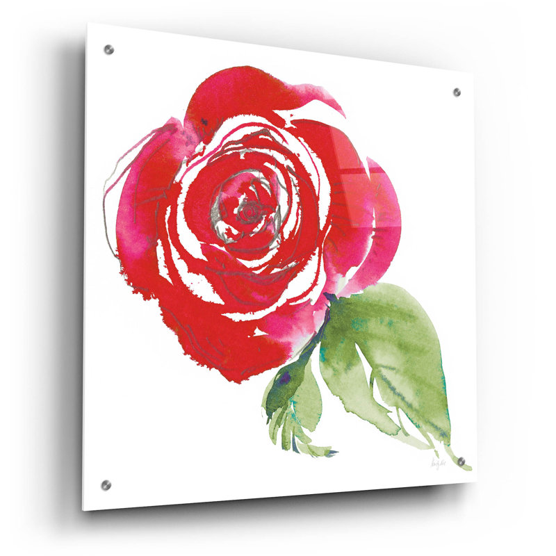 «Bold Roses», art mural en verre acrylique 3 po par Kristy, H 24 po x l 24 po x P 0,2 po