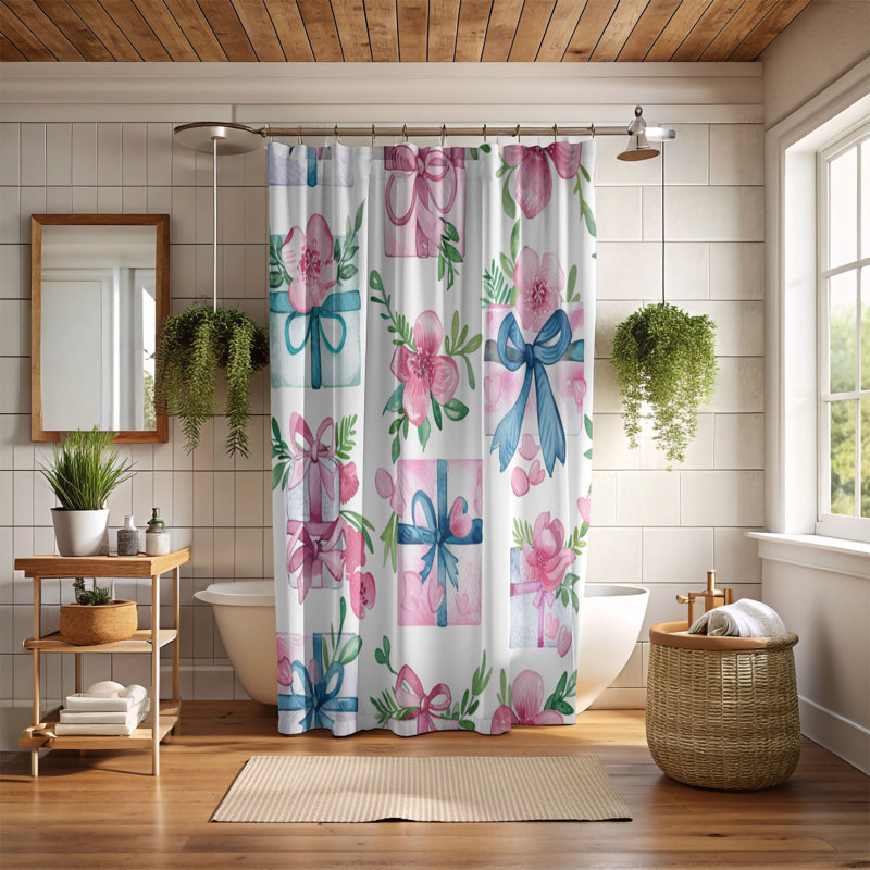 Watercolor Gift - Rideau de douche Premium, H 74 po x l 71 po