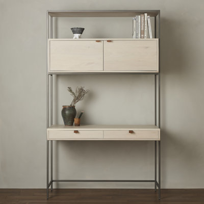 Loki Solid Wood Top Metal Base Writing Desk