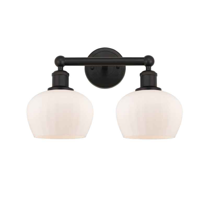 Éclairage pour meuble-lavabo 2 lumières 15,5 pouces Noille, Blanc mat, Bronze huilé
